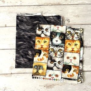 Cat Print & Animal Fur Print Fabric Set of 2 About 1 yard